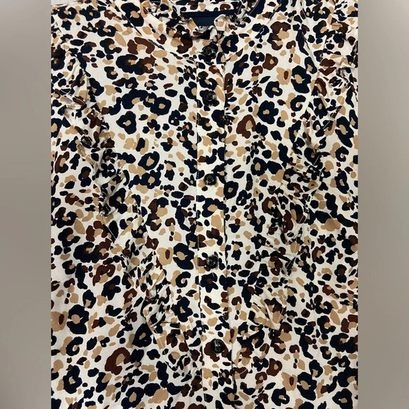 Maeve Anthropologie Katia Ruffled cheetah printed Button-down Blouse Sz 0 - Picture 5 of 15
